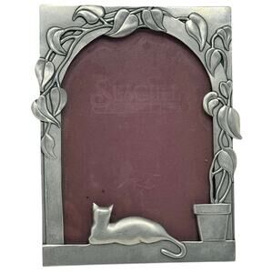 Vintage 80s Seagull Fine Pewter Cat Photo Frame Canada PF207